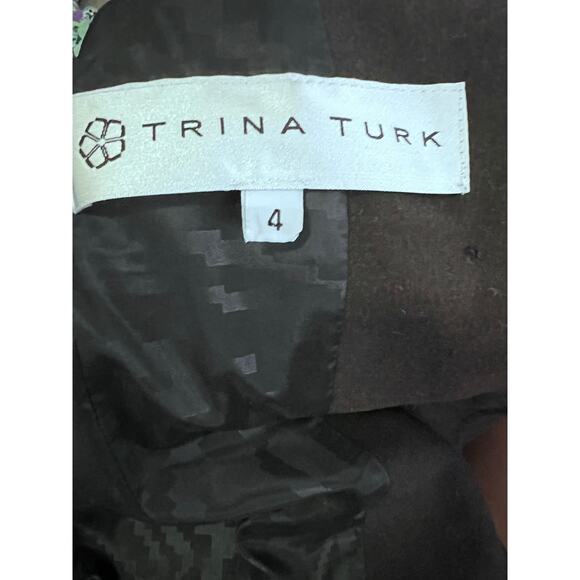Trina Turk Cropped Brown Women's Blazer Size 4 Two-Buttons - Picture 7 of 7